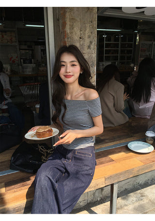 striped waist top