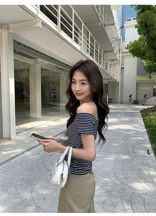 striped waist top