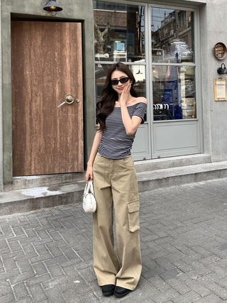 striped waist top