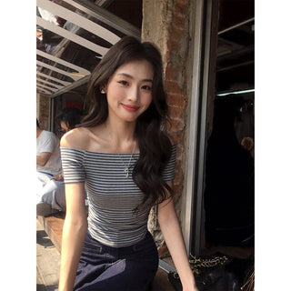 striped waist top