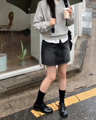 (Skort) Denim Skirt Pants - 4 sizes