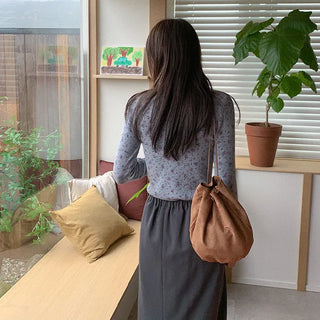 Suede bucket bag