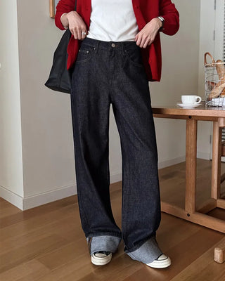 Wide-leg denim pants