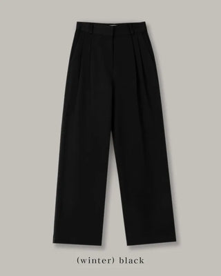 Leg-lengthening pintuck wide slacks