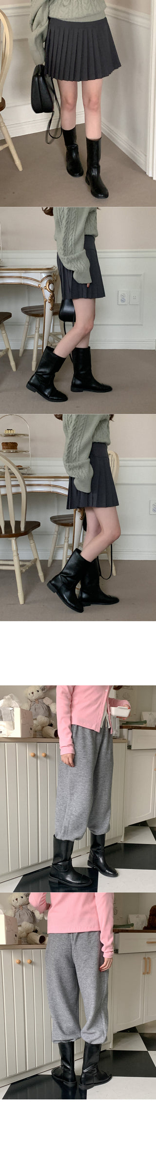 Leather half boots