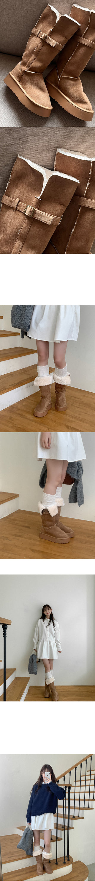 Buckle Long Sheepskin Boots