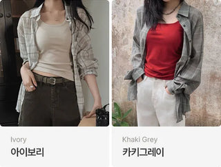 [2 colors] Check shirt