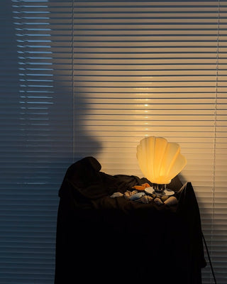 White Scallop Relief Table Lamp