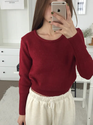 Delicate fit semi-cropped daily knit