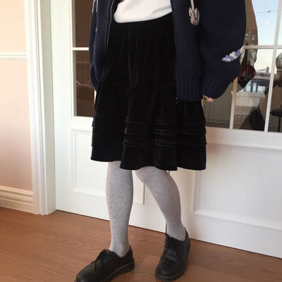 Soft Velvet Tiered Mini Skirt