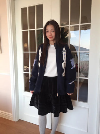 Soft Velvet Tiered Mini Skirt