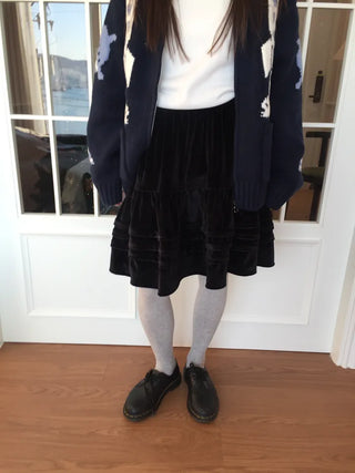 Soft Velvet Tiered Mini Skirt