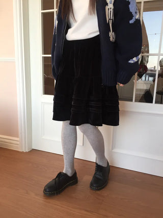 Soft Velvet Tiered Mini Skirt