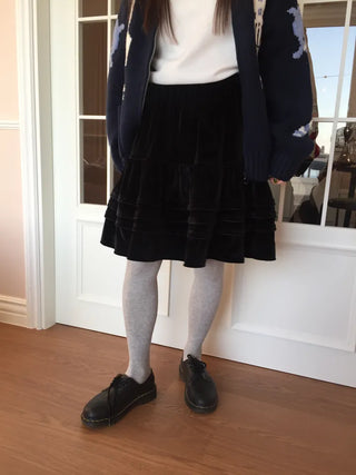 Soft Velvet Tiered Mini Skirt