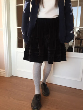 Soft Velvet Tiered Mini Skirt