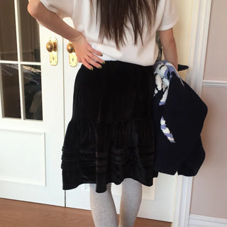 Soft Velvet Tiered Mini Skirt