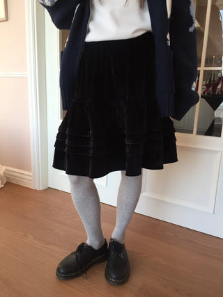 Soft Velvet Tiered Mini Skirt