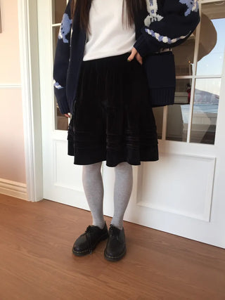 Soft Velvet Tiered Mini Skirt