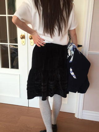 Soft Velvet Tiered Mini Skirt