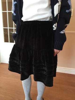 Soft Velvet Tiered Mini Skirt