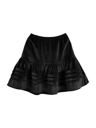 Soft Velvet Tiered Mini Skirt