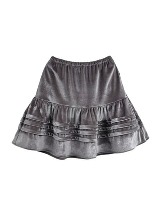 Soft Velvet Tiered Mini Skirt