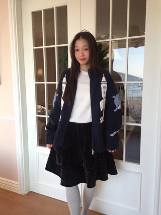Soft Velvet Tiered Mini Skirt