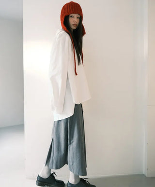Effortless chic striped A-line long skirt