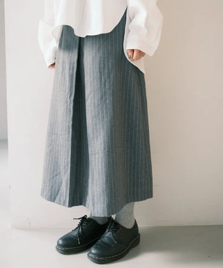 Effortless chic striped A-line long skirt