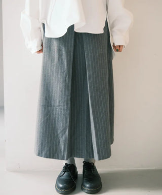 Effortless chic striped A-line long skirt