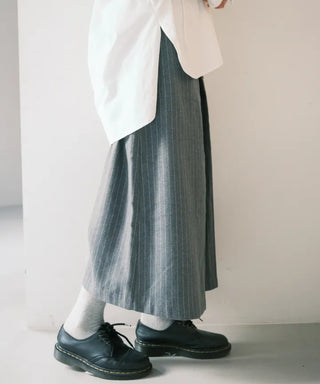 Effortless chic striped A-line long skirt