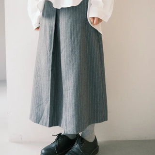 Effortless chic striped A-line long skirt