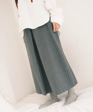 Effortless chic striped A-line long skirt