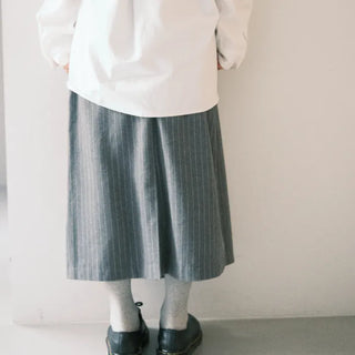 Effortless chic striped A-line long skirt