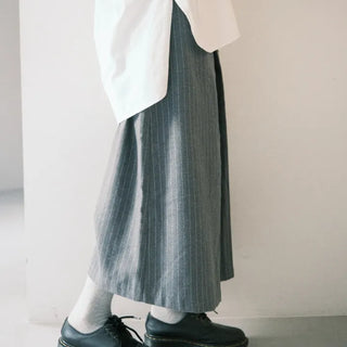 Effortless chic striped A-line long skirt