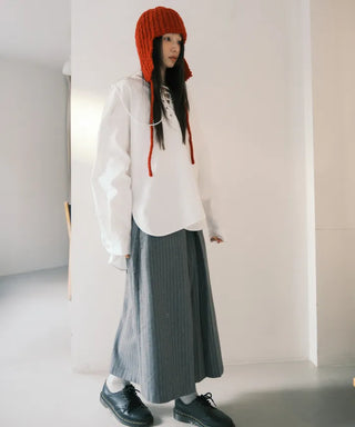 Effortless chic striped A-line long skirt