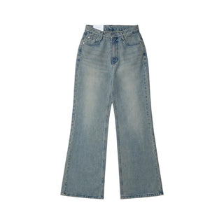 Neat-fit medium-wash denim pants for everyday wear