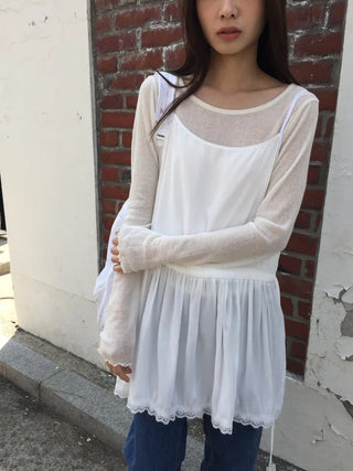 See-through Delicate Ribbed Tee