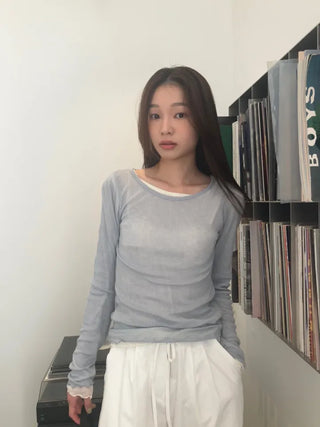 See-through Delicate Ribbed Tee
