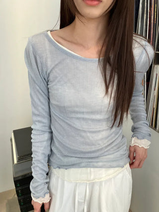 See-through Delicate Ribbed Tee