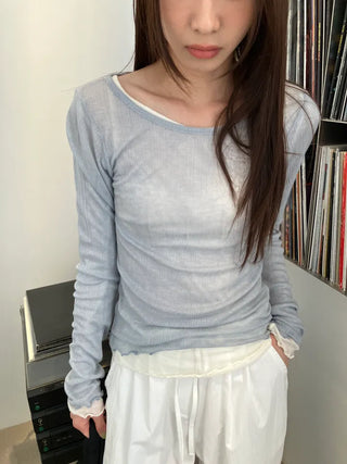 See-through Delicate Ribbed Tee