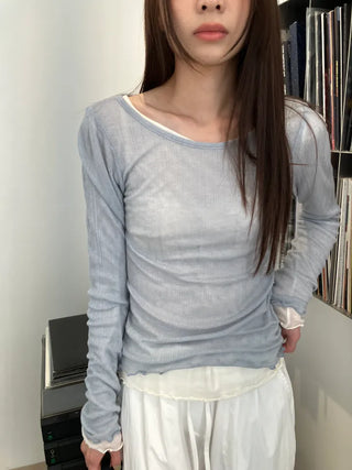 See-through Delicate Ribbed Tee