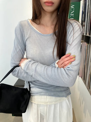 See-through Delicate Ribbed Tee
