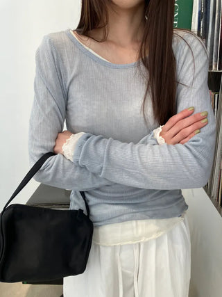 See-through Delicate Ribbed Tee