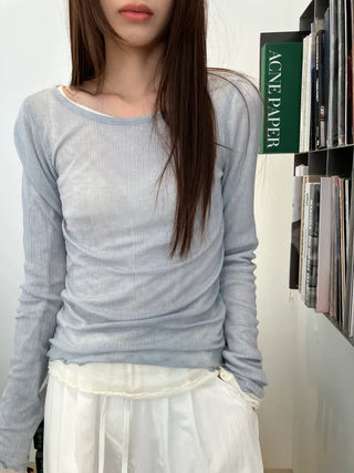 See-through Delicate Ribbed Tee