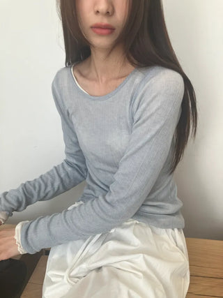 See-through Delicate Ribbed Tee