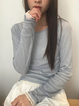 See-through Delicate Ribbed Tee
