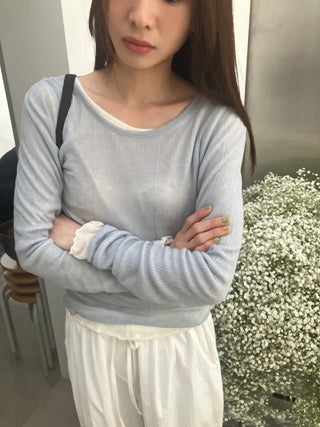 See-through Delicate Ribbed Tee