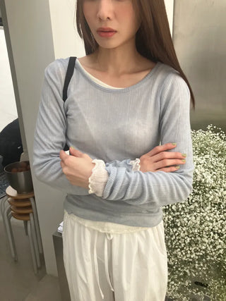 See-through Delicate Ribbed Tee