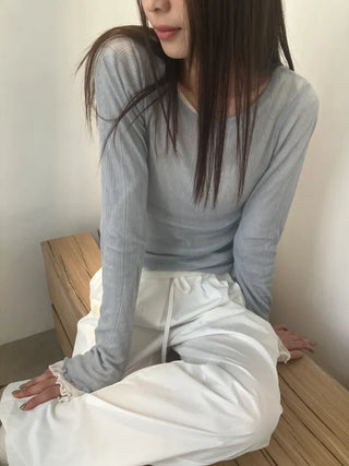 See-through Delicate Ribbed Tee